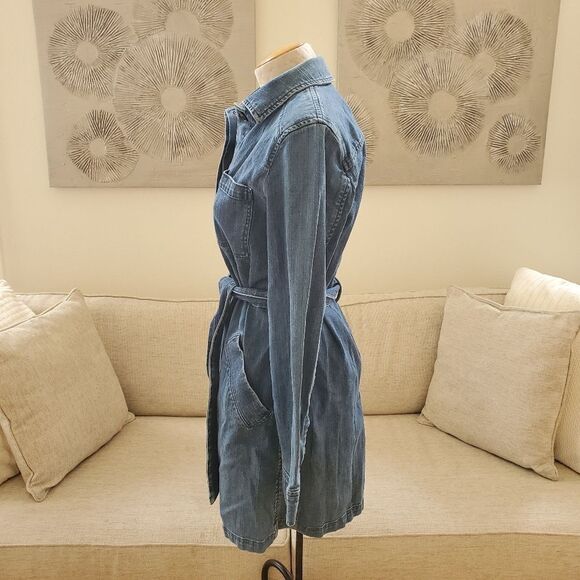 Banana Republic Denim Waist Tie Button Up Dress sz Med - Picture 6 of 11